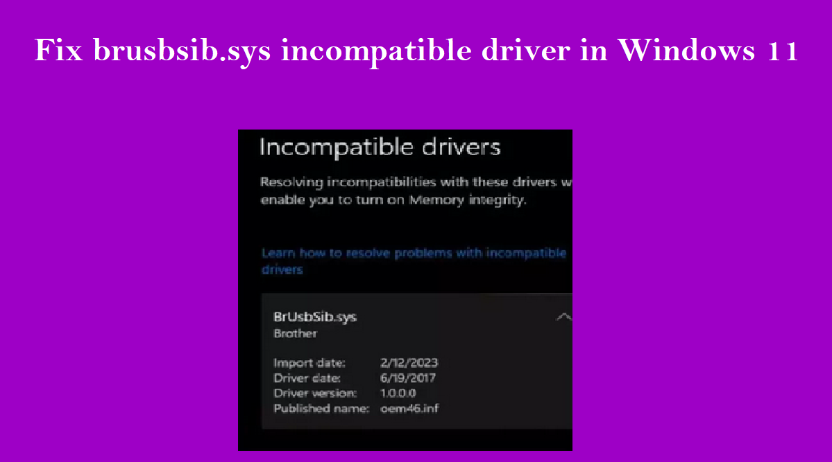 Resolving brusbsib.sys Incompatible Driver in Windows 11 issue: A Step-by-Step Guide